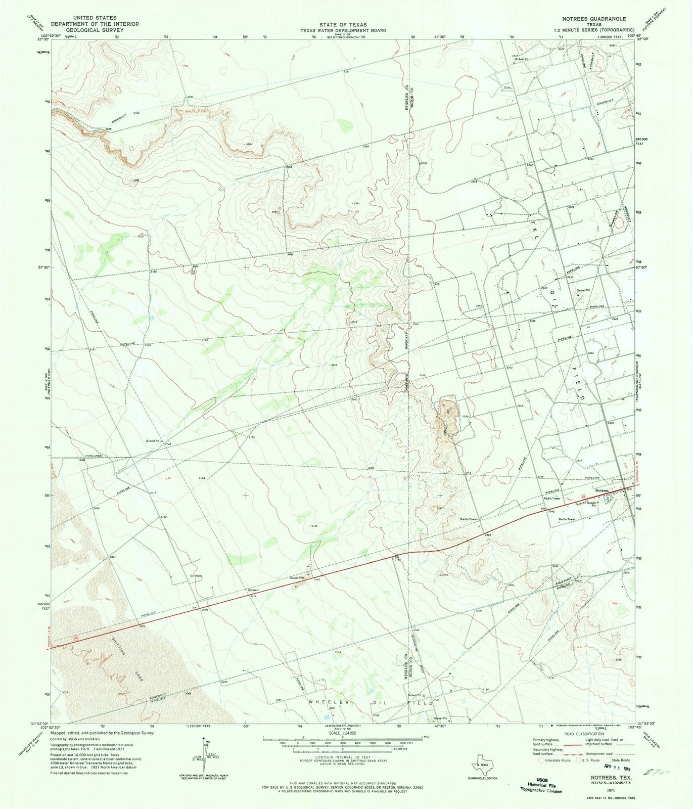 1971 Notrees, TX - Texas - USGS Topographic Map v2