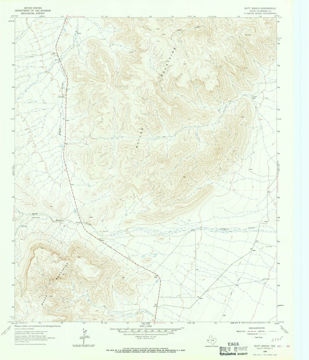 1964 Nutt Ranch, TX - Texas - USGS Topographic Map