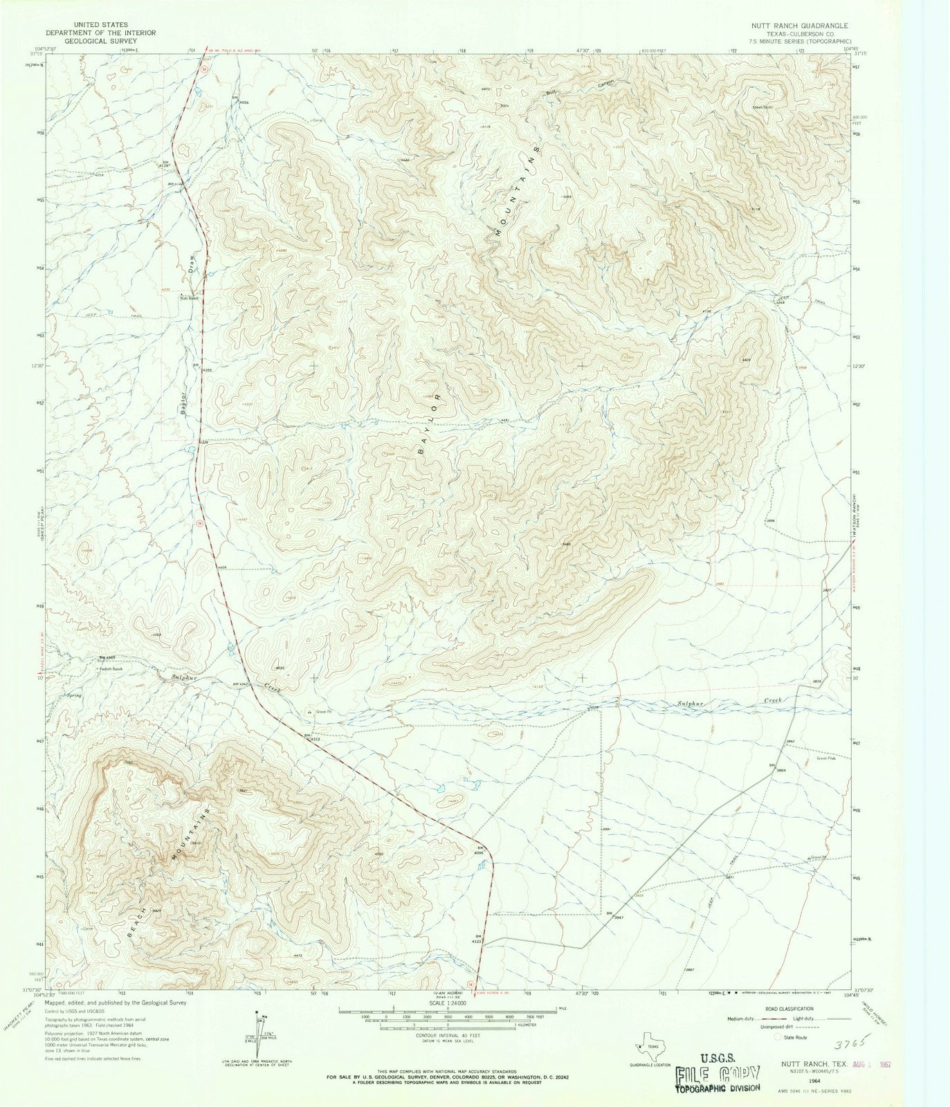1964 Nutt Ranch, TX - Texas - USGS Topographic Map