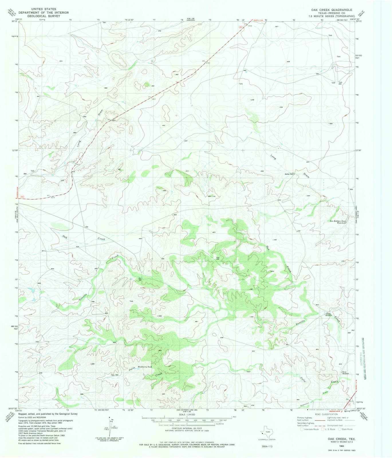 1983 Oak Creek, TX - Texas - USGS Topographic Map