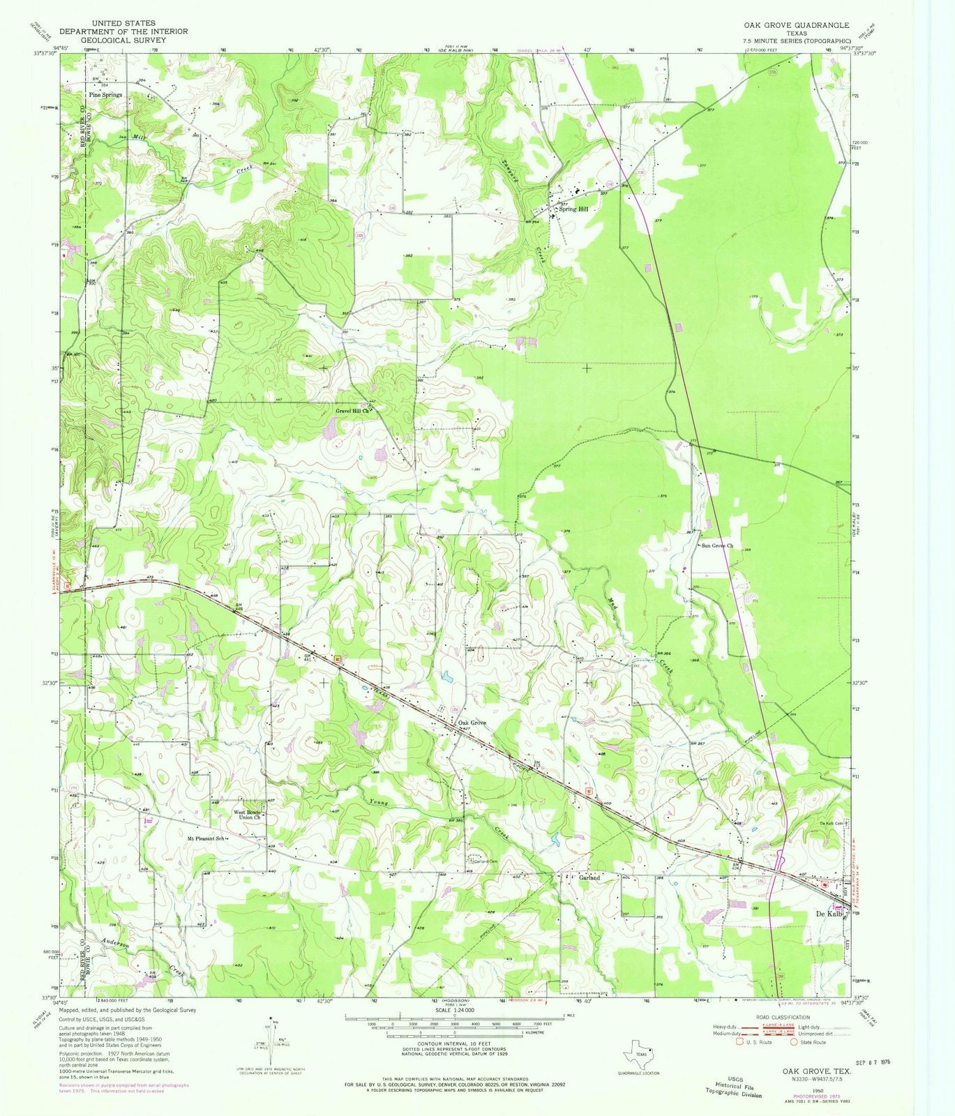 1950 Oak Grove, TX - Texas - USGS Topographic Map