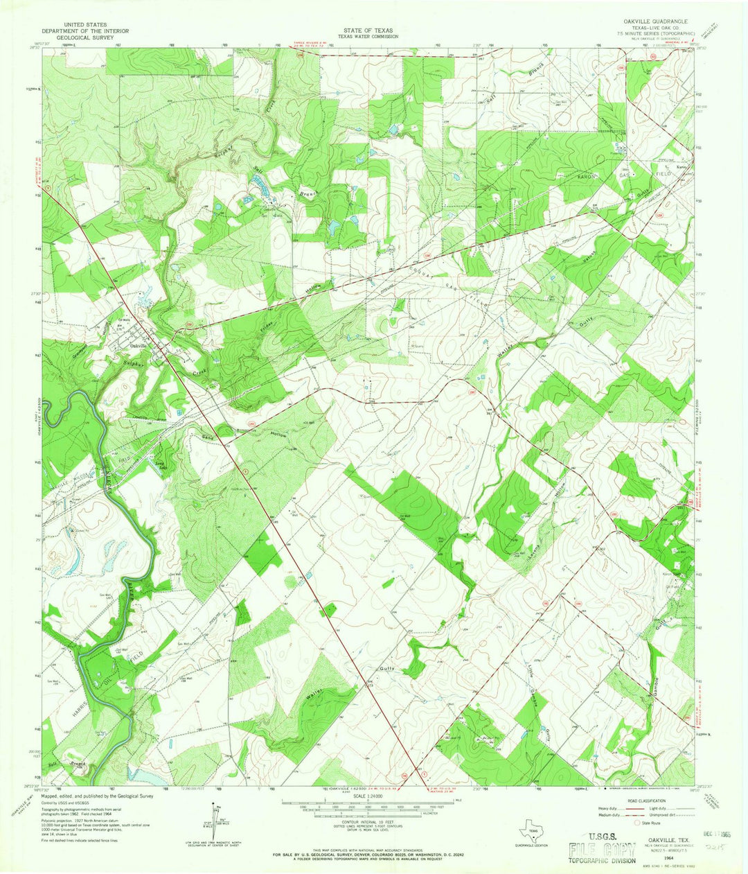1964 Oakville, TX - Texas - USGS Topographic Map