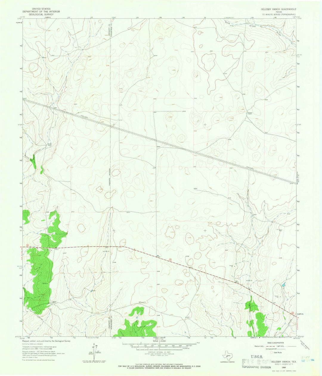 1964 Oglesby Ranch, TX - Texas - USGS Topographic Map