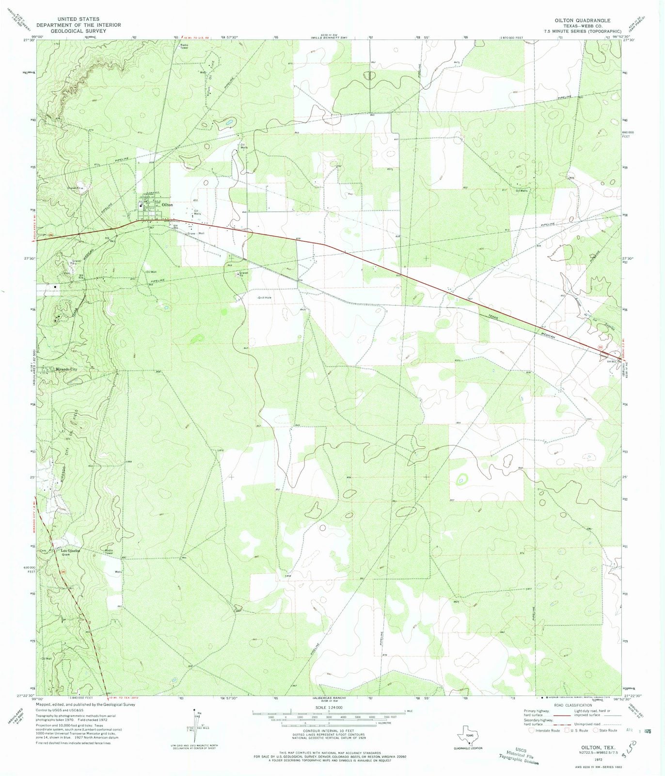 1972 Oilton, TX - Texas - USGS Topographic Map