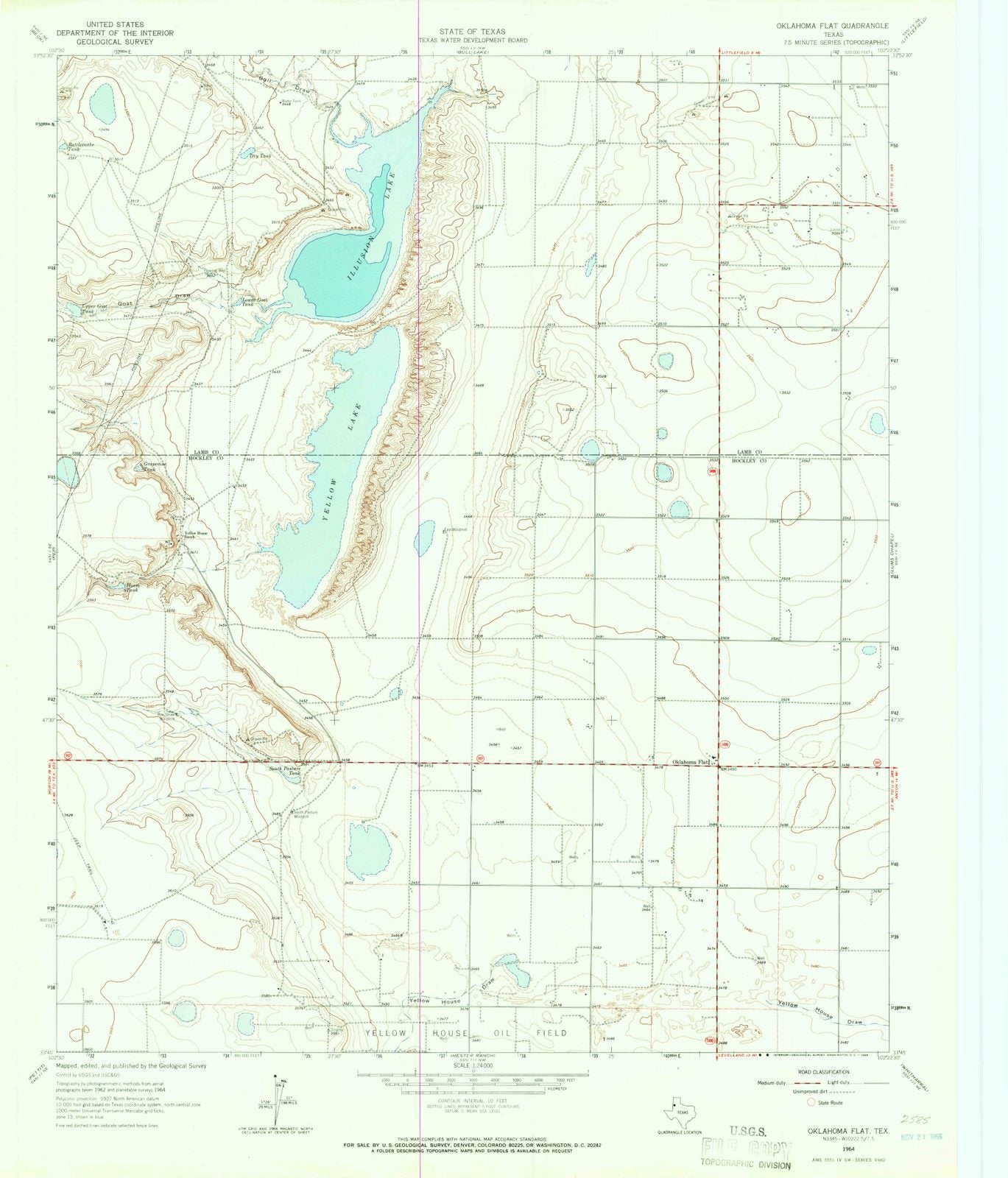 1964 Oklahoma Flat, TX - Texas - USGS Topographic Map