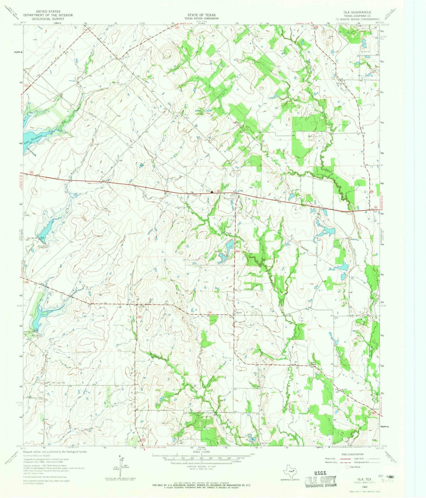 1962 Ola, TX - Texas - USGS Topographic Map