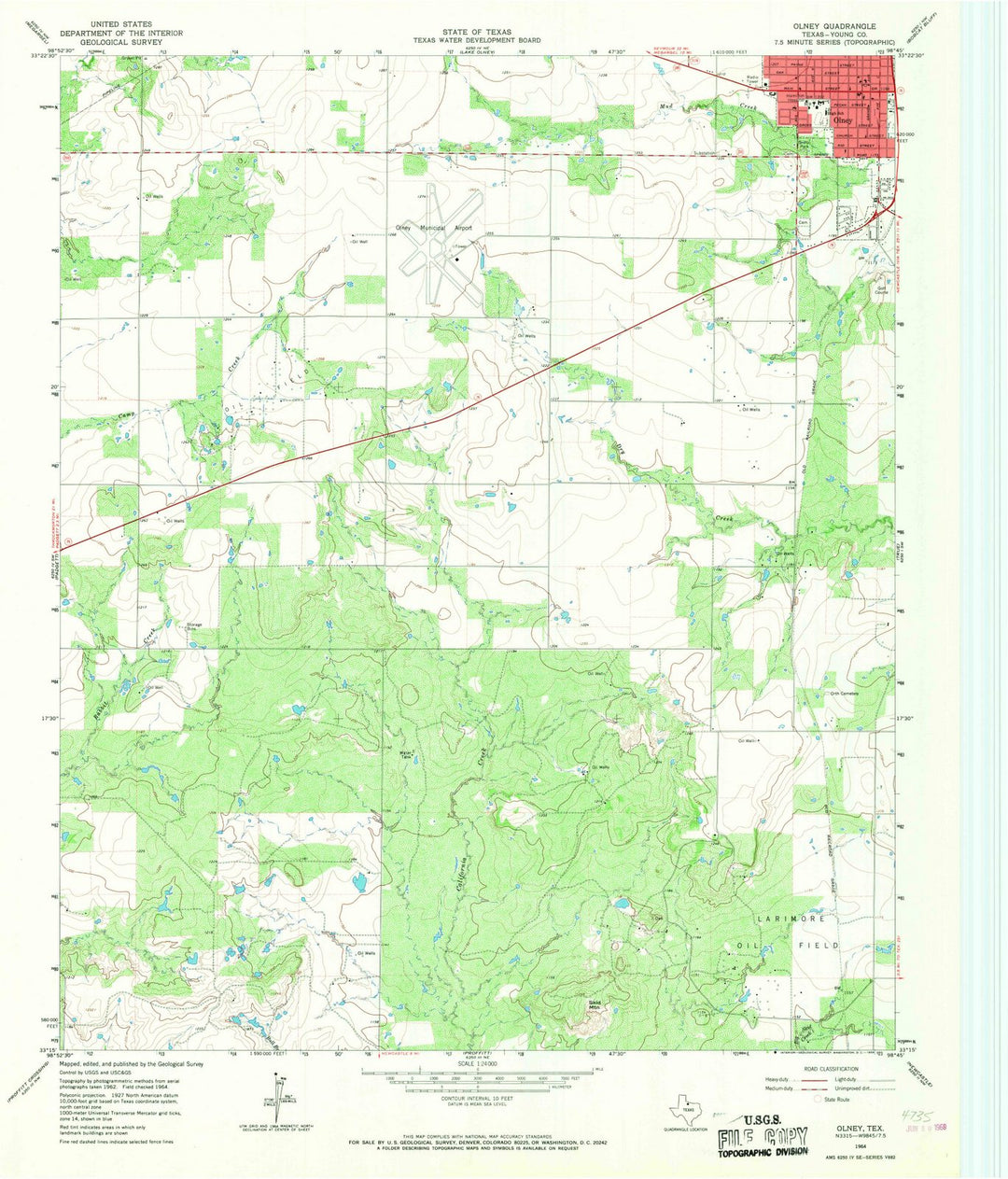 1964 Olney, TX - Texas - USGS Topographic Map