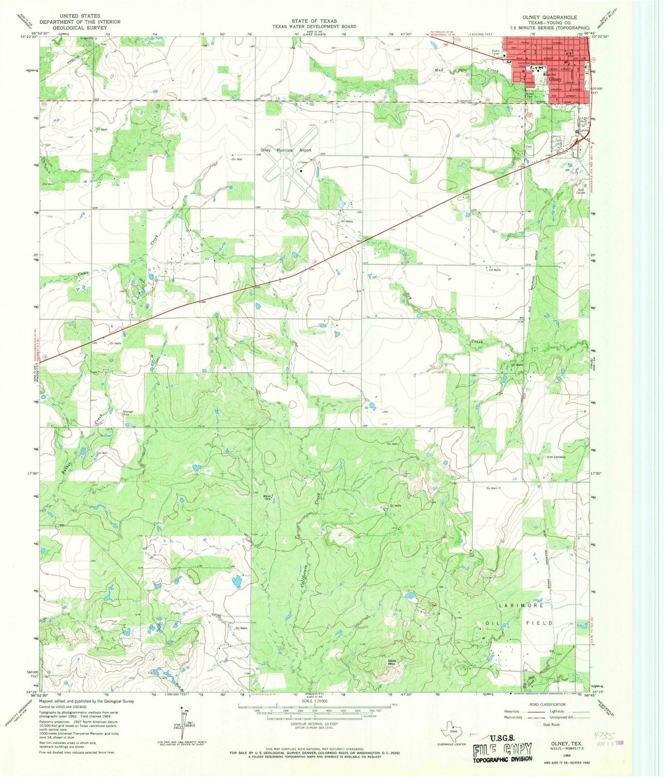1964 Olney, TX - Texas - USGS Topographic Map