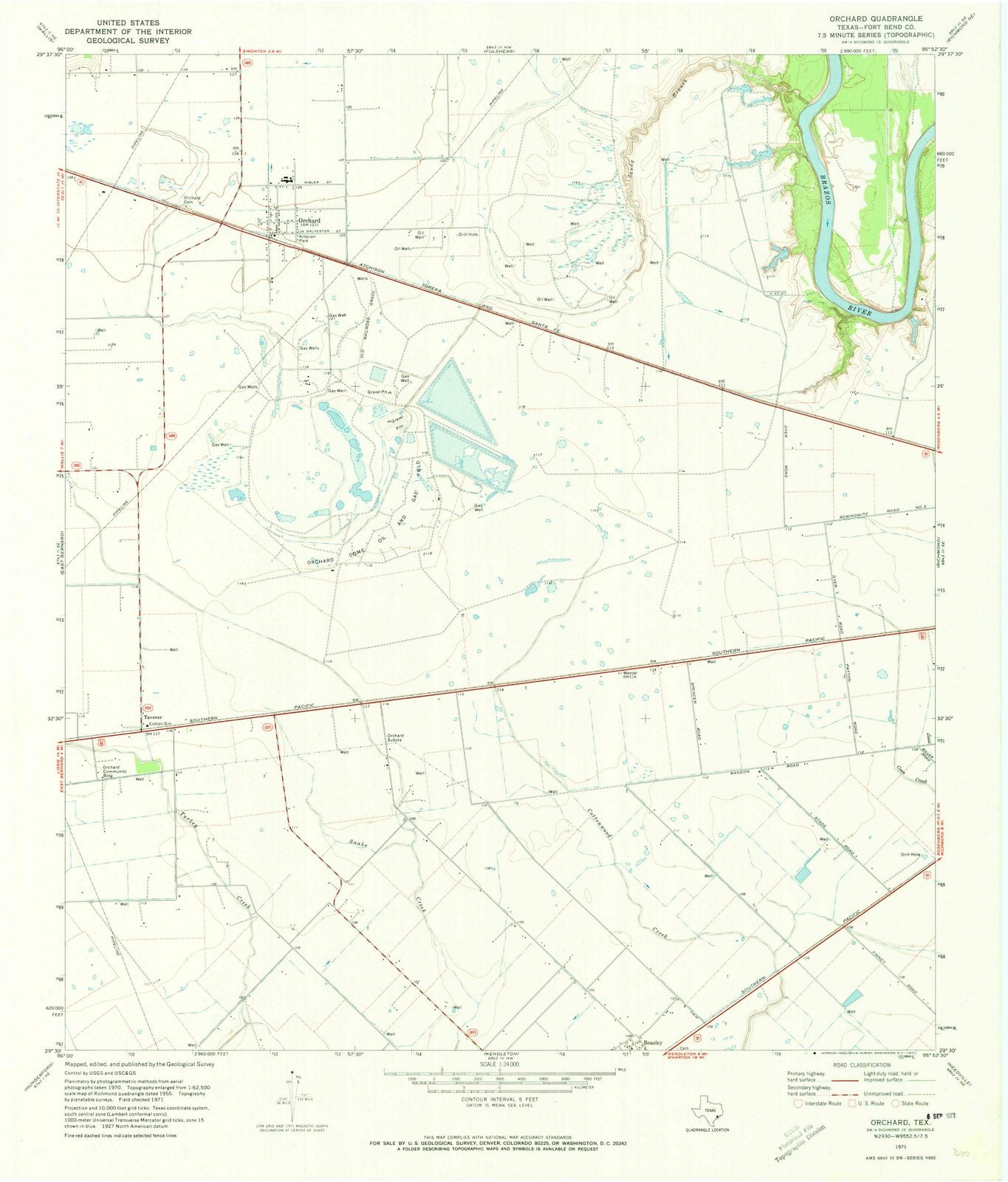 1971 Orchard, TX - Texas - USGS Topographic Map