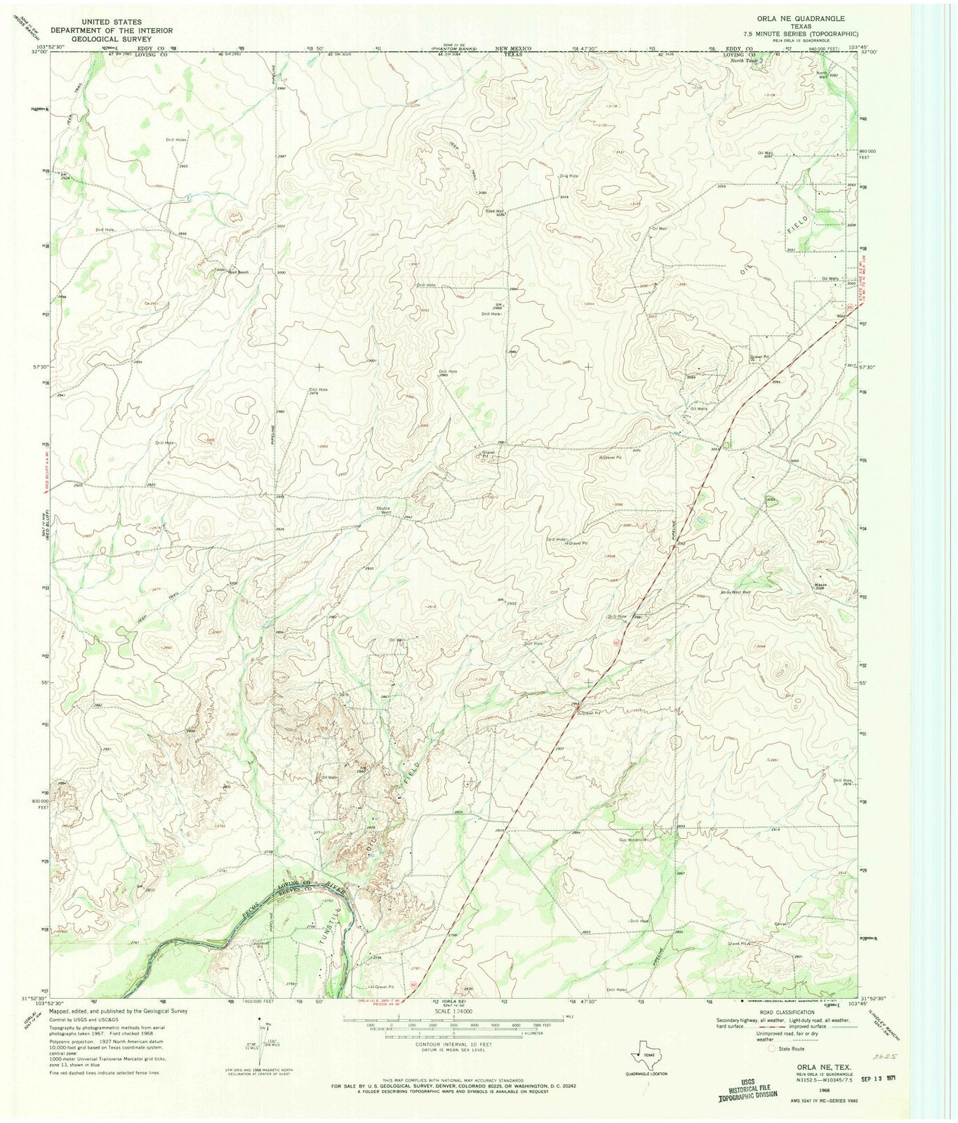 1968 Orla, TX - Texas - USGS Topographic Map