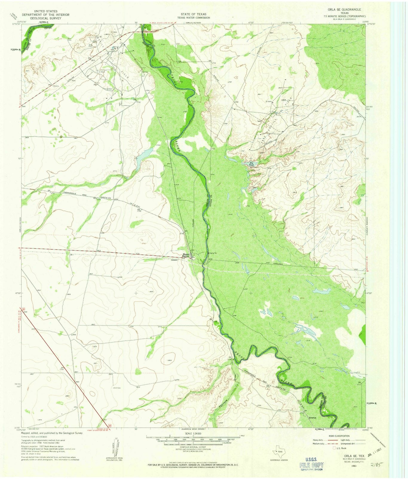 1961 Orla, TX - Texas - USGS Topographic Map