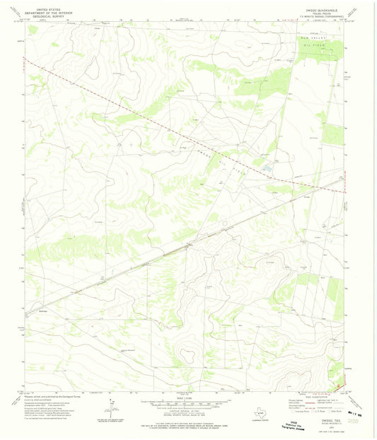 1972 Owego, TX - Texas - USGS Topographic Map