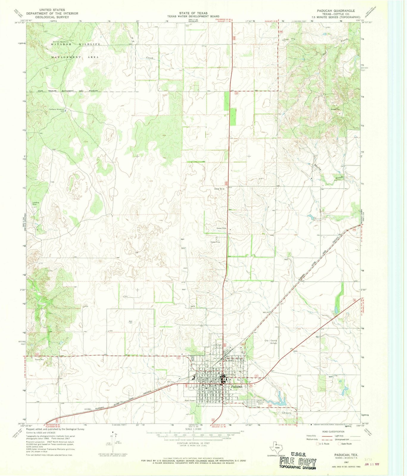 1967 Paducah, TX - Texas - USGS Topographic Map