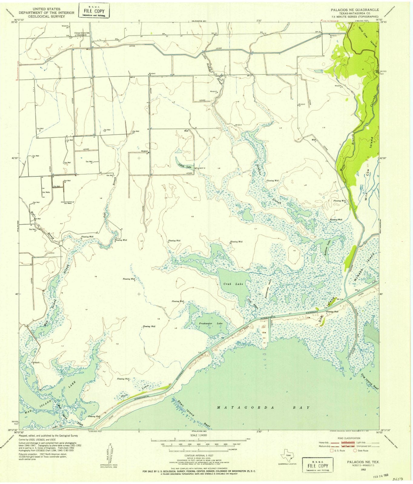 1952 Palacios, TX - Texas - USGS Topographic Map