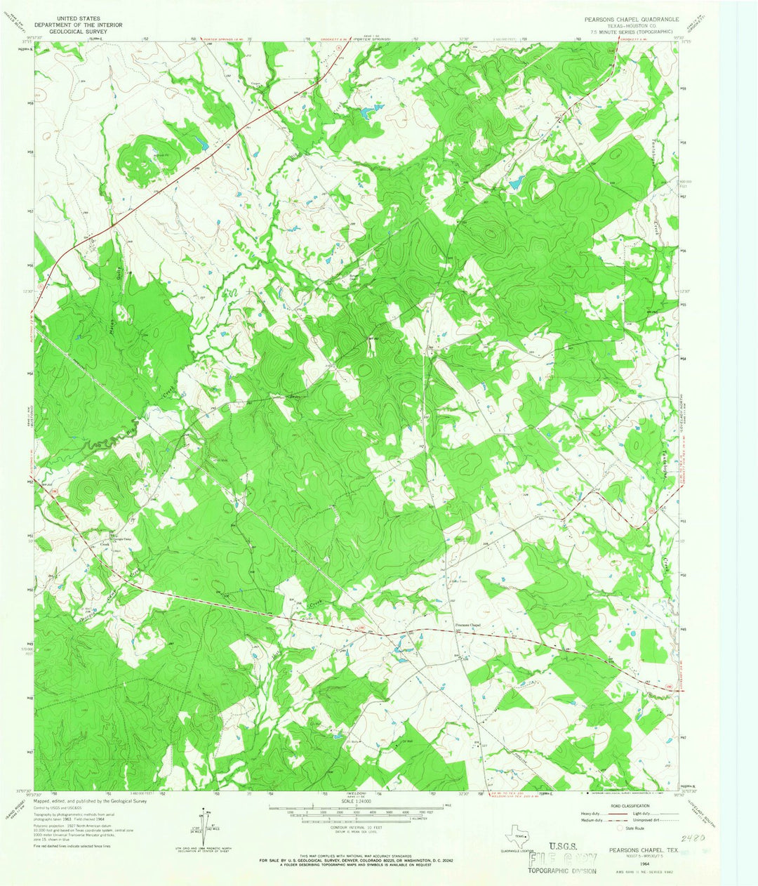 1964 Pearsons Chapel, TX - Texas - USGS Topographic Map