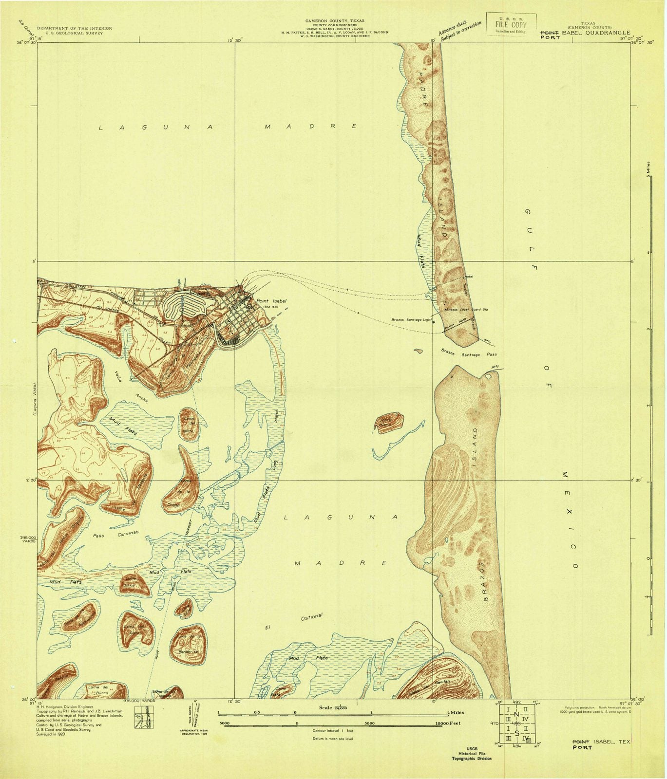 1929 Point Isabel, TX - Texas - USGS Topographic Map