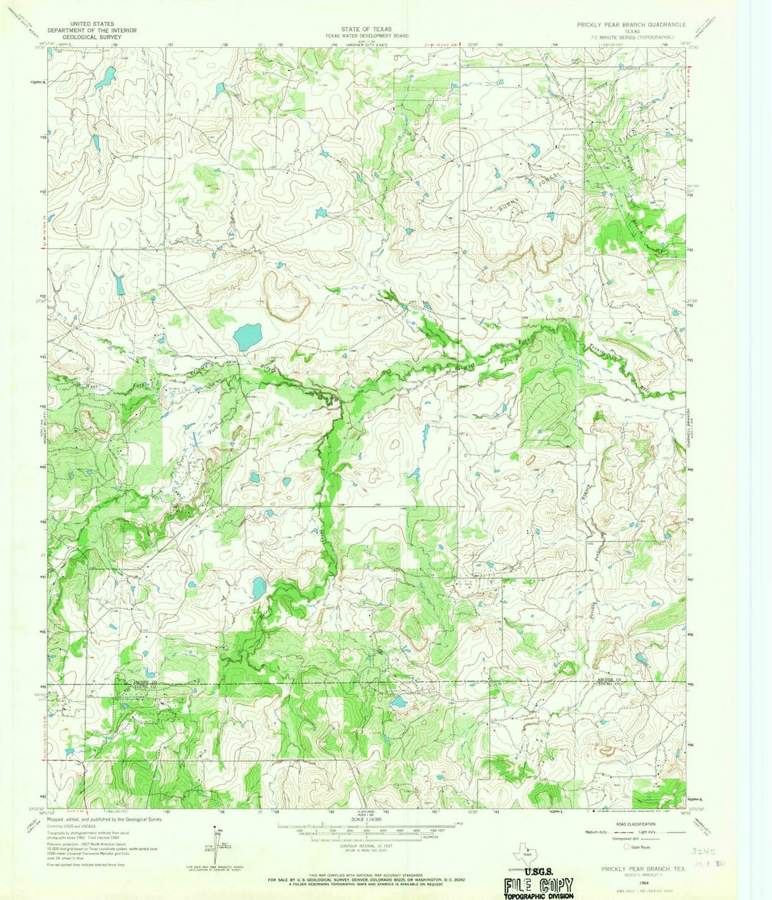 1964 Prickly Pear Branch, TX - Texas - USGS Topographic Map