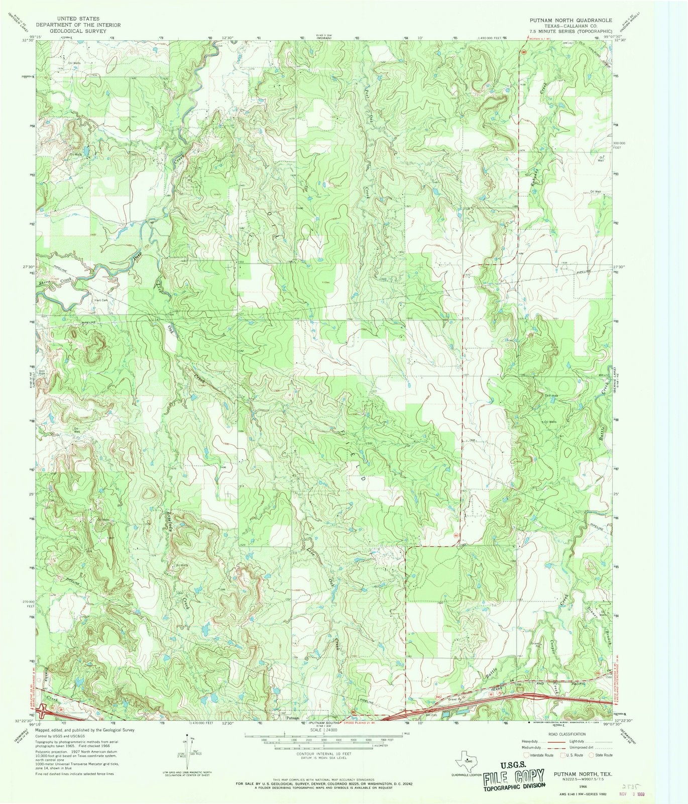 1966 Putnam North, TX - Texas - USGS Topographic Map