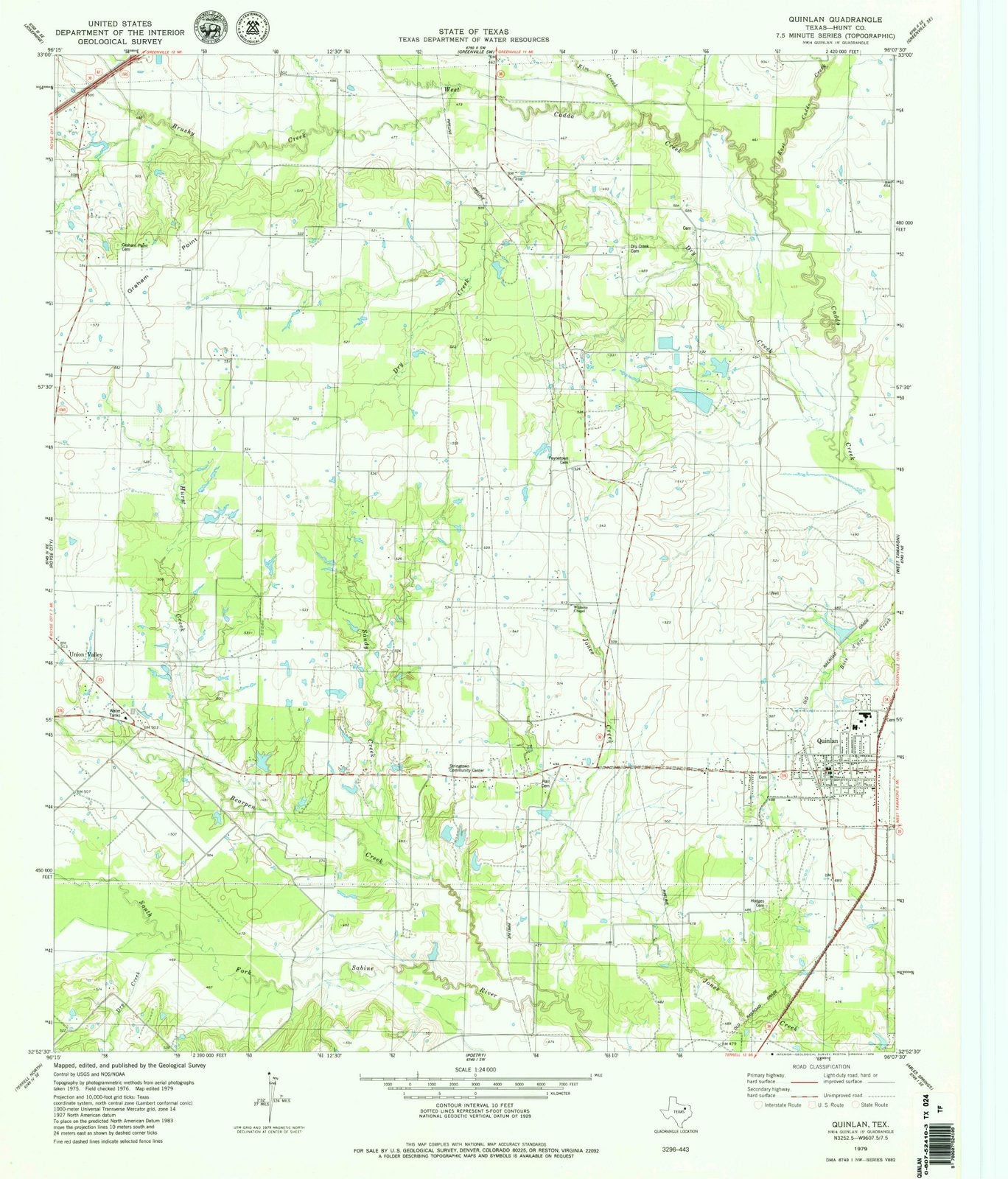 1979 Quinlan, TX - Texas - USGS Topographic Map