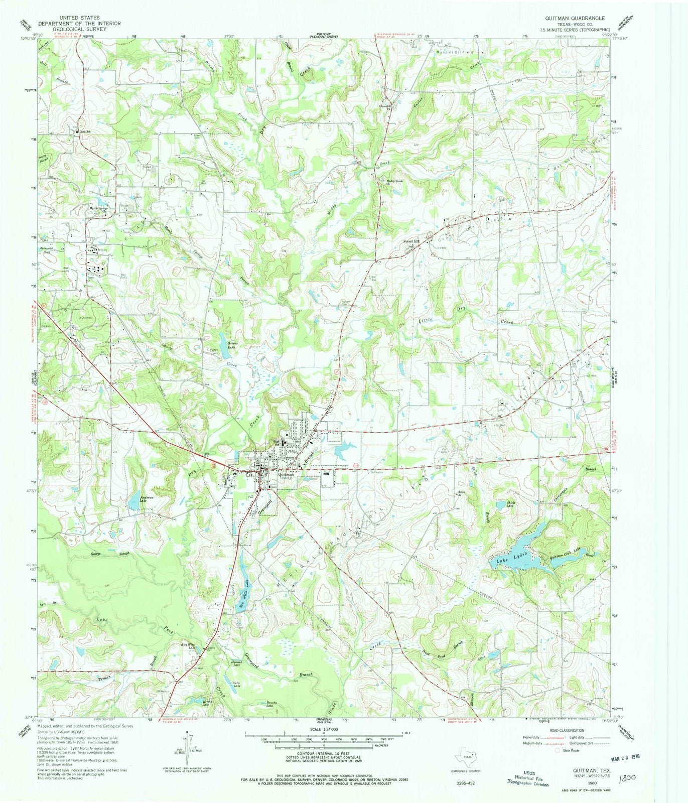 1960 Quitman, TX - Texas - USGS Topographic Map