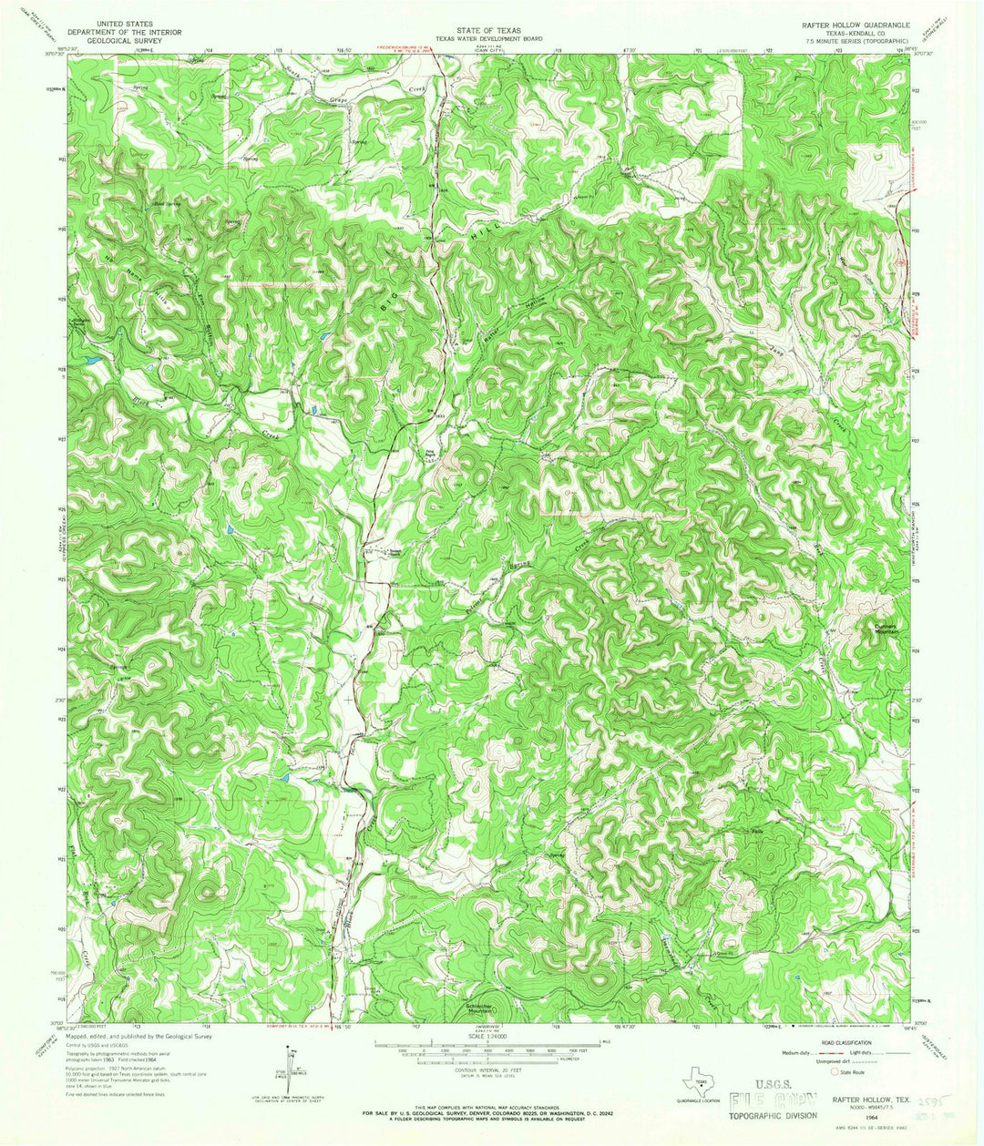 1964 Rafter Hollow, TX - Texas - USGS Topographic Map