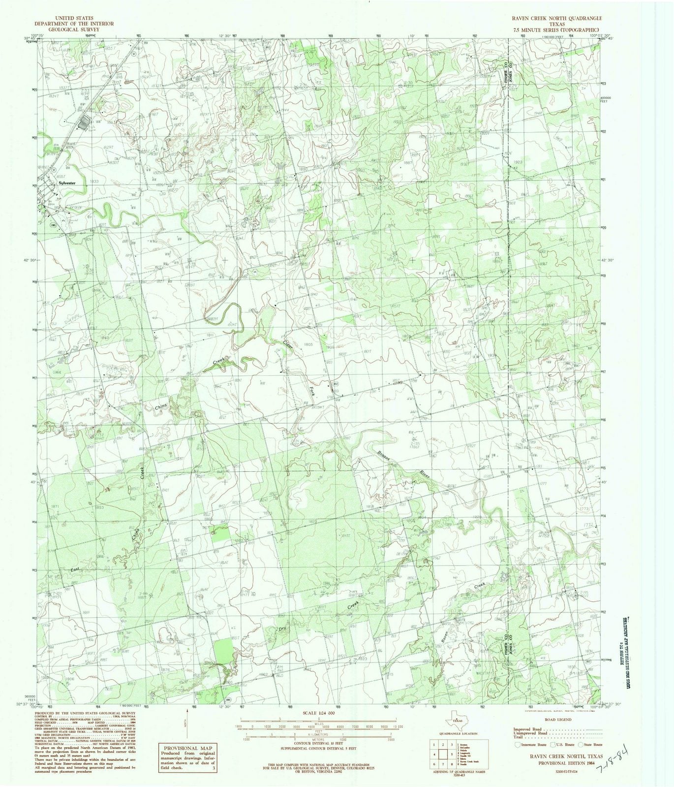 1984 Raven Creek North, TX - Texas - USGS Topographic Map
