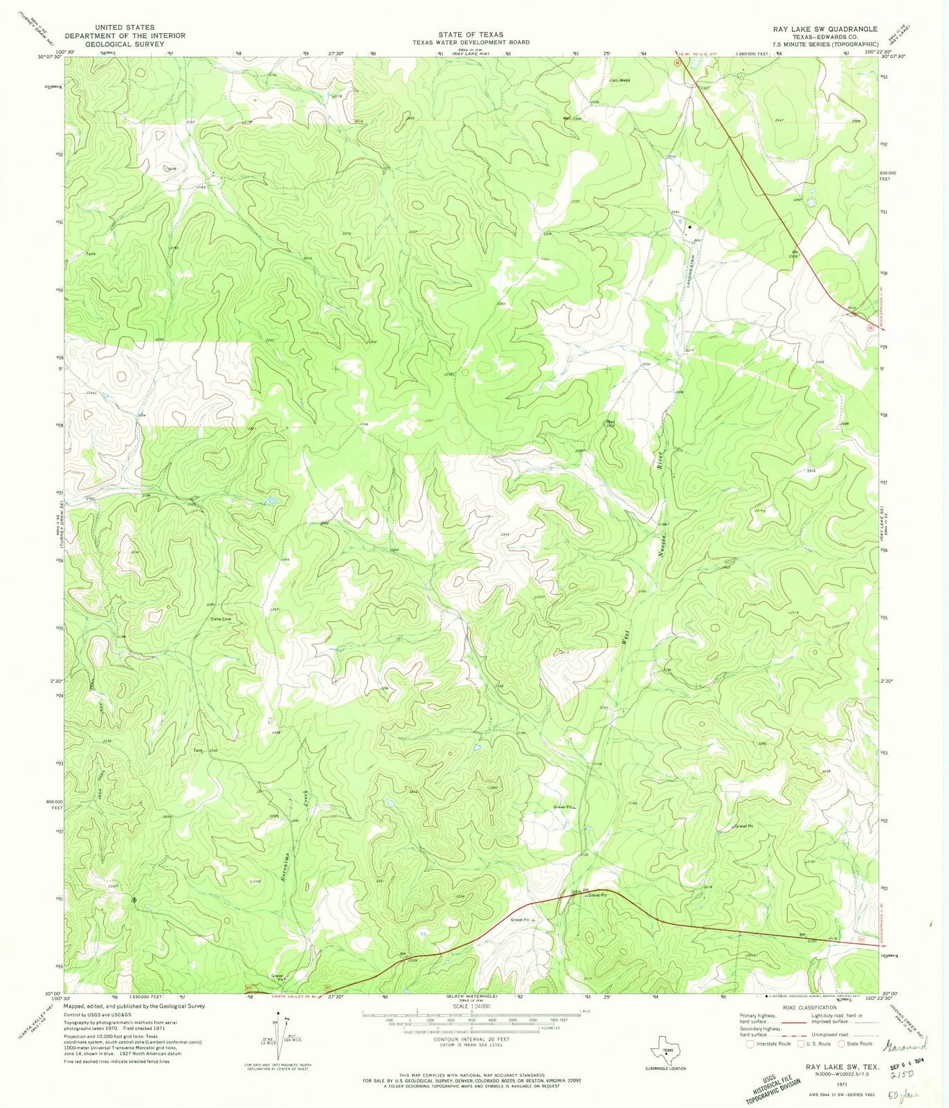 1971 Ray Lake, TX - Texas - USGS Topographic Map v2