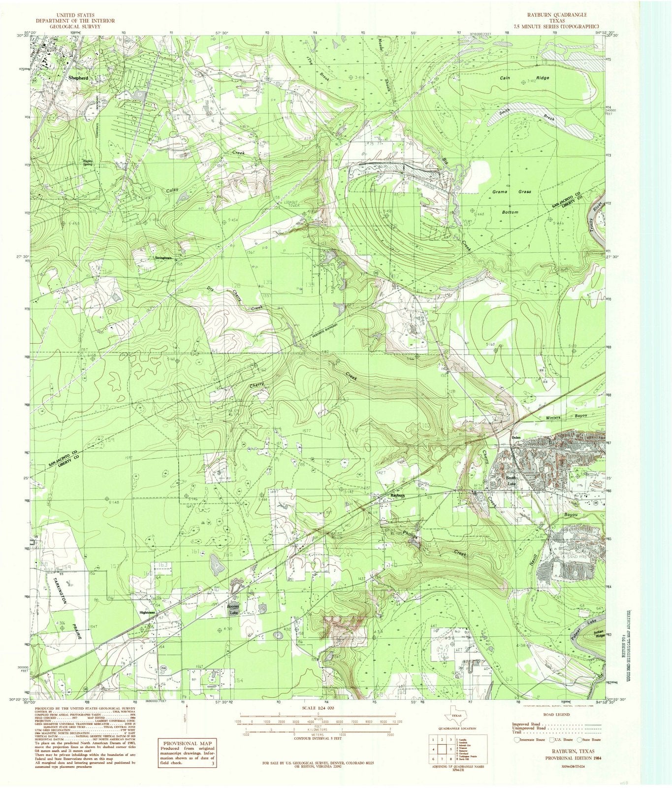 1984 Rayburn, TX - Texas - USGS Topographic Map