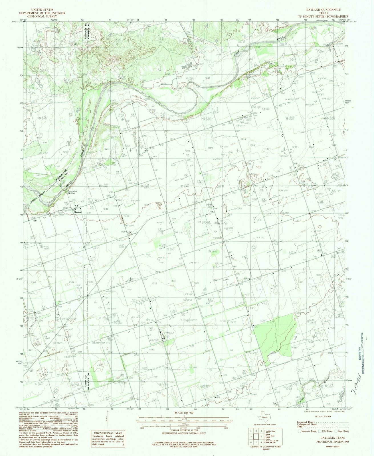 1983 Rayland, TX - Texas - USGS Topographic Map