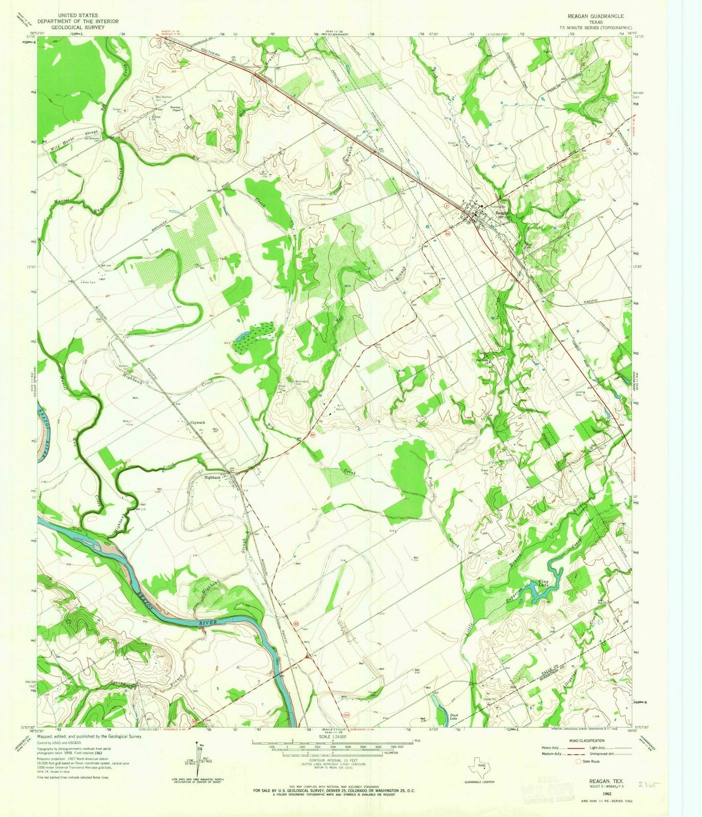 1962 Reagan, TX - Texas - USGS Topographic Map