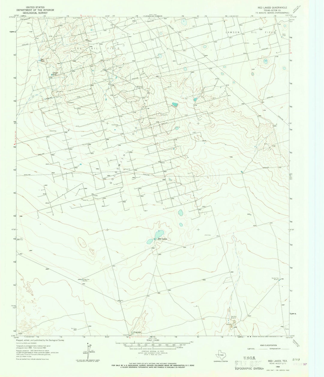 1964 Red Lakes, TX - Texas - USGS Topographic Map