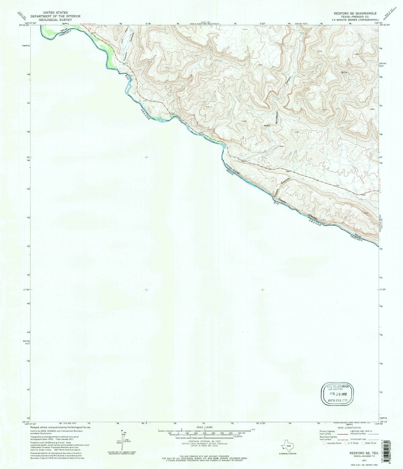 1971 Redford, TX - Texas - USGS Topographic Map