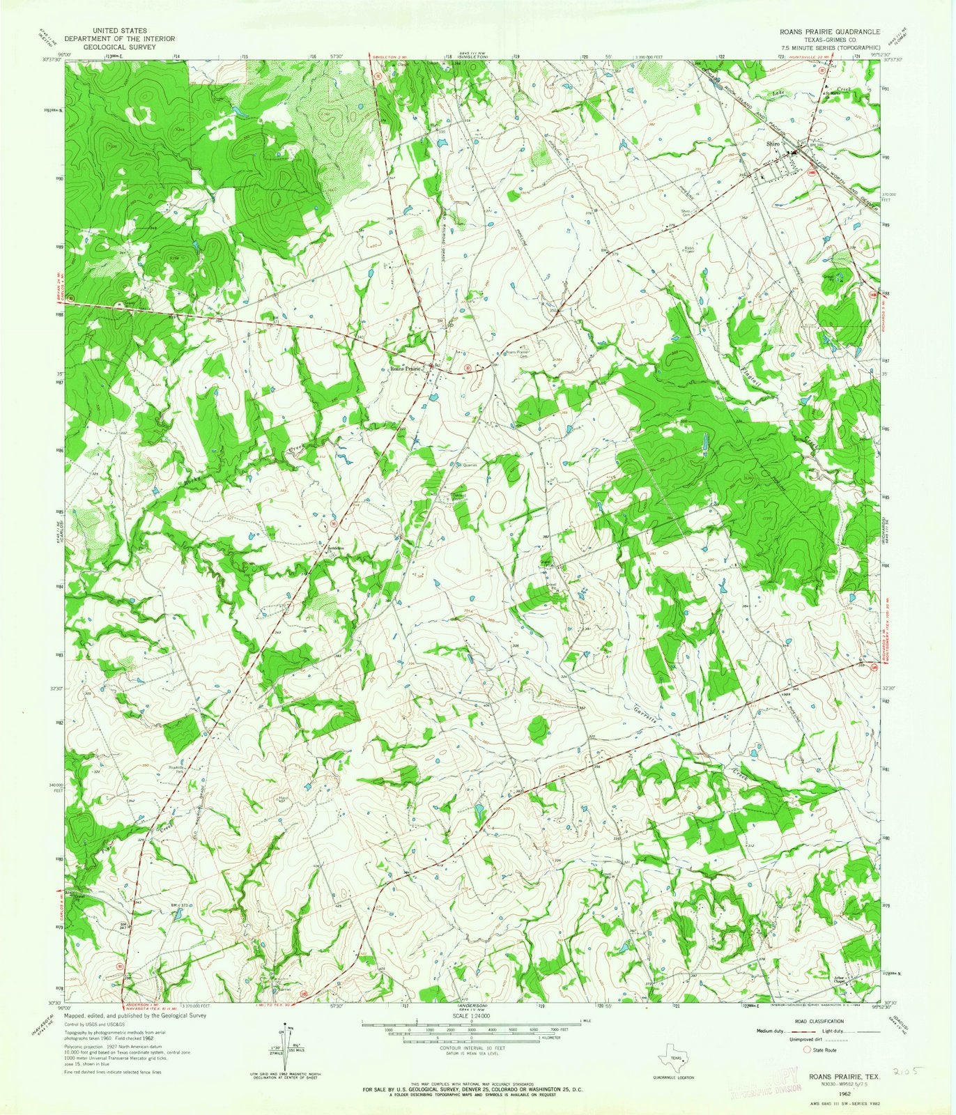 1962 Roans Prairie, TX - Texas - USGS Topographic Map