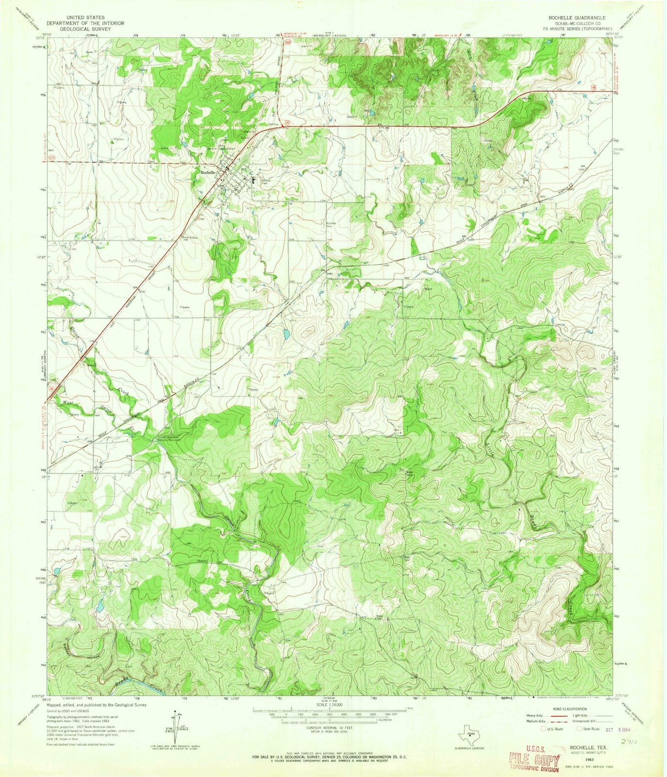1963 Rochelle, TX - Texas - USGS Topographic Map