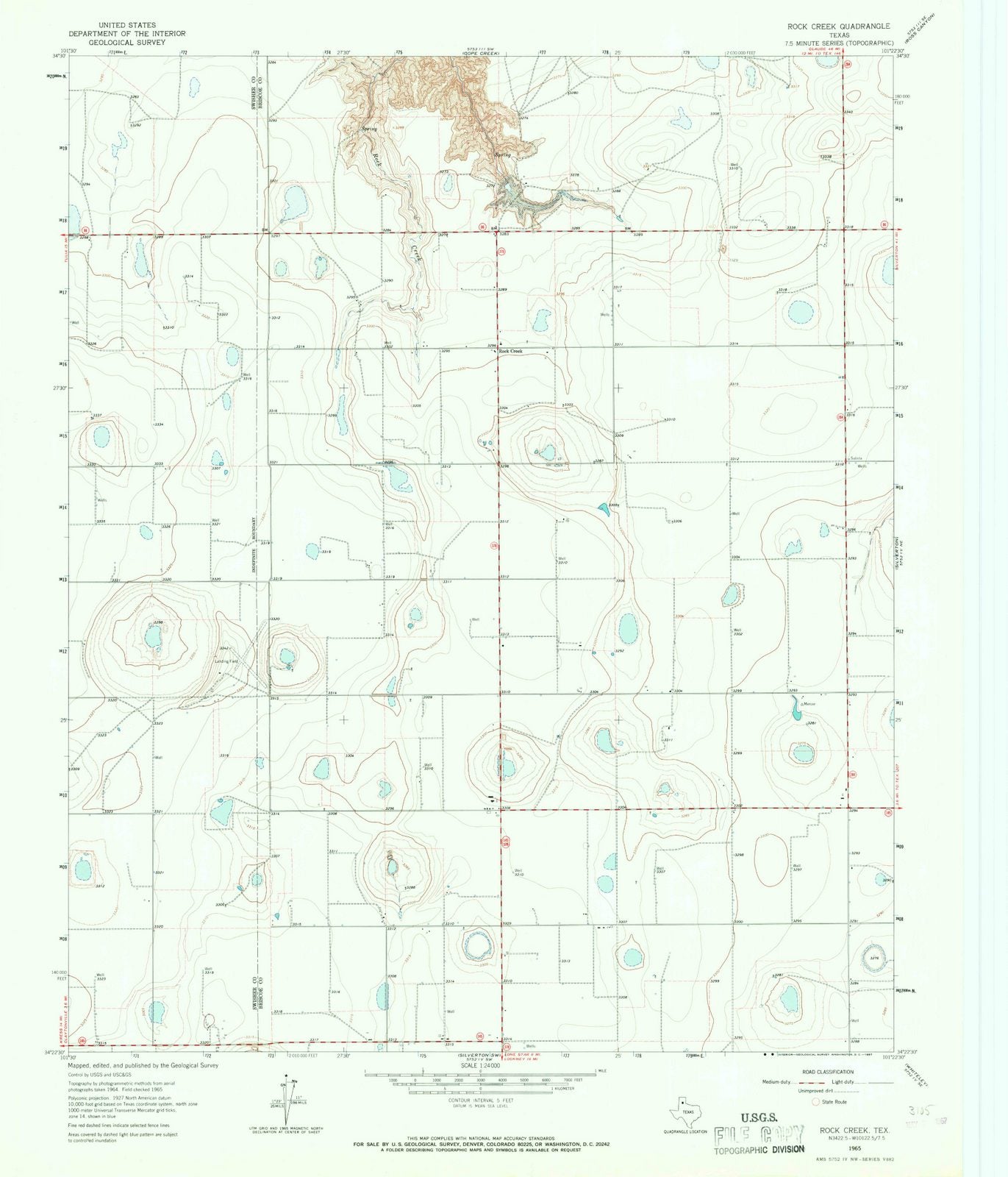 1965 Rock Creek, TX - Texas - USGS Topographic Map