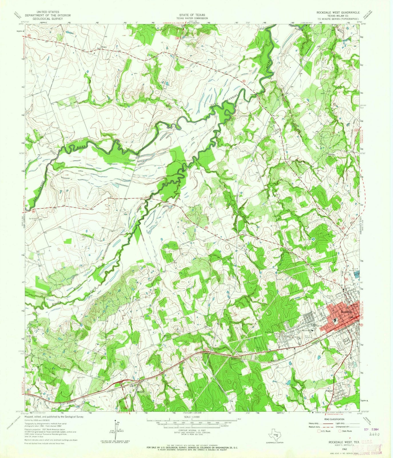 1962 Rockdale West, TX - Texas - USGS Topographic Map