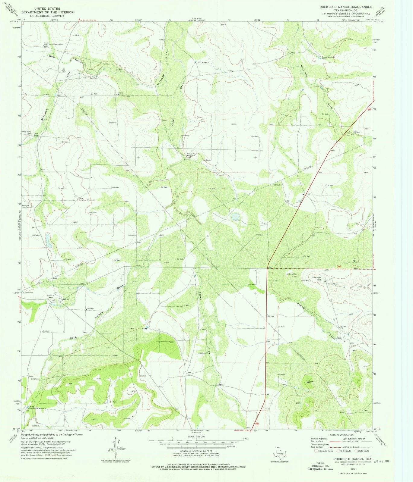 1973 Rocker B Ranch, TX - Texas - USGS Topographic Map