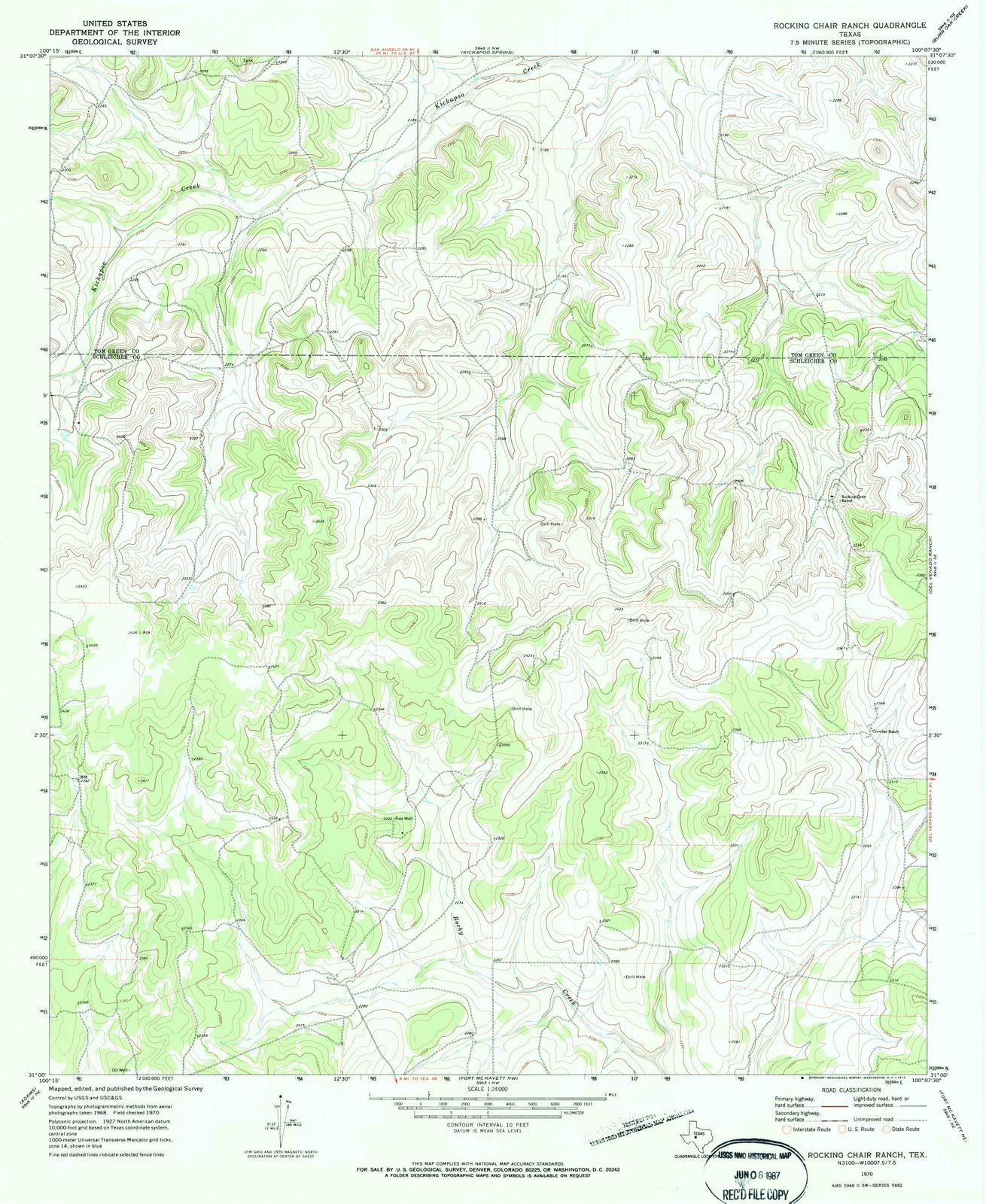 1970 Rocking Chair Ranch, TX - Texas - USGS Topographic Map