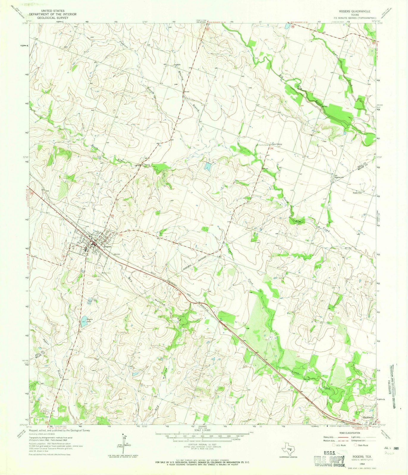 1964 Rogers, TX - Texas - USGS Topographic Map