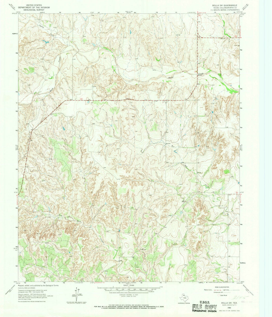 1964 Rolla, TX - Texas - USGS Topographic Map v2
