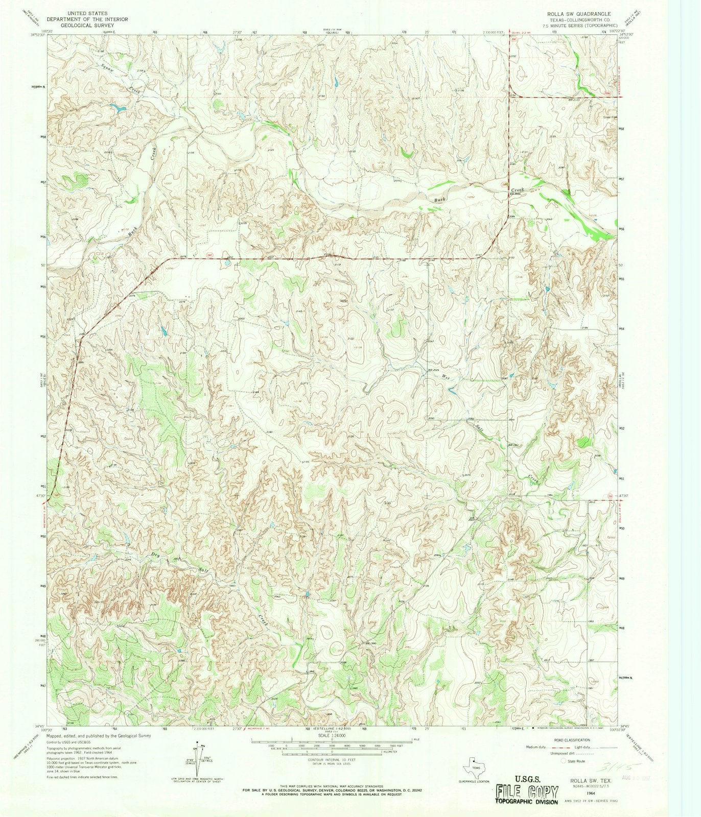 1964 Rolla, TX - Texas - USGS Topographic Map v2