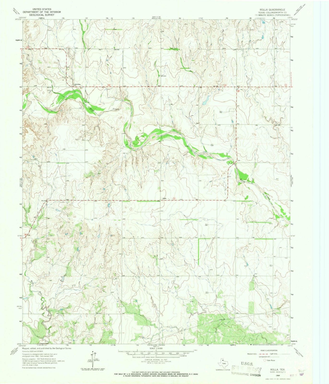 1964 Rolla, TX - Texas - USGS Topographic Map v3