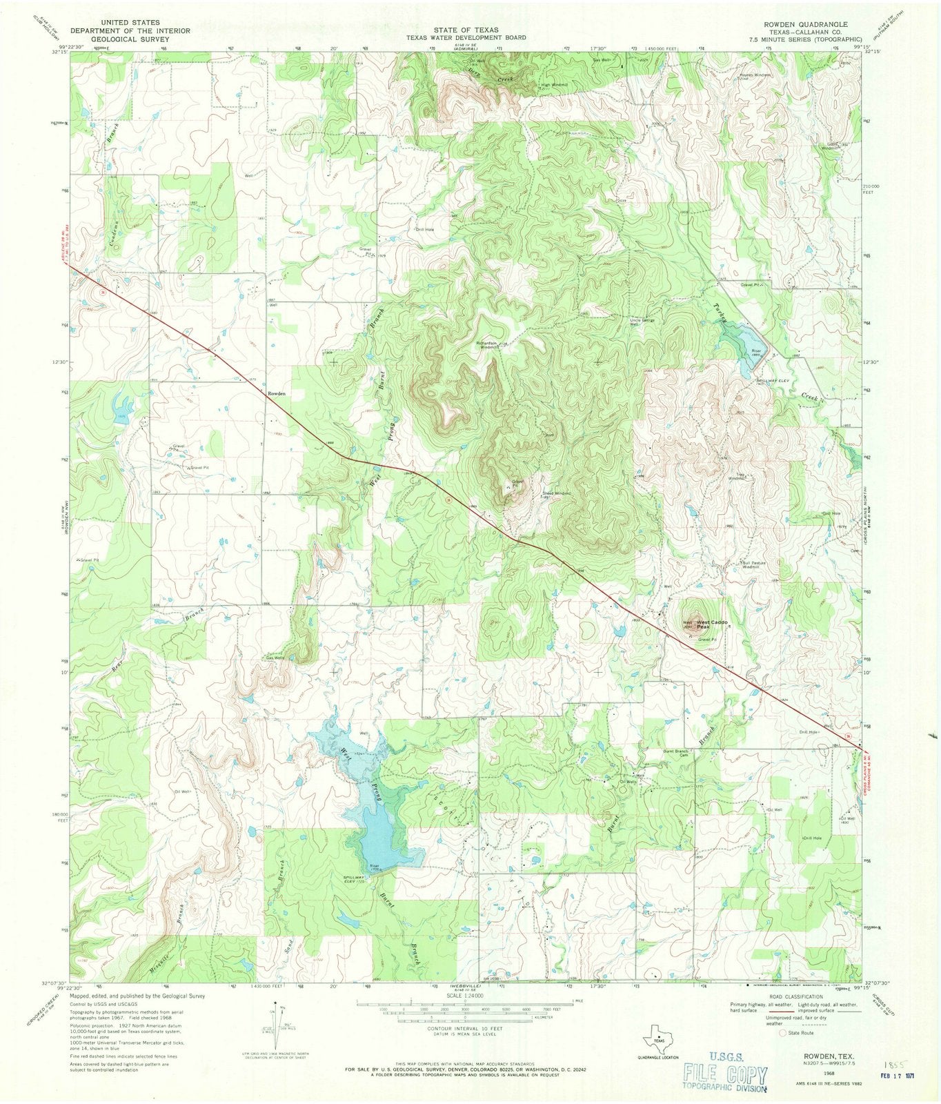 1968 Rowden, TX - Texas - USGS Topographic Map v2