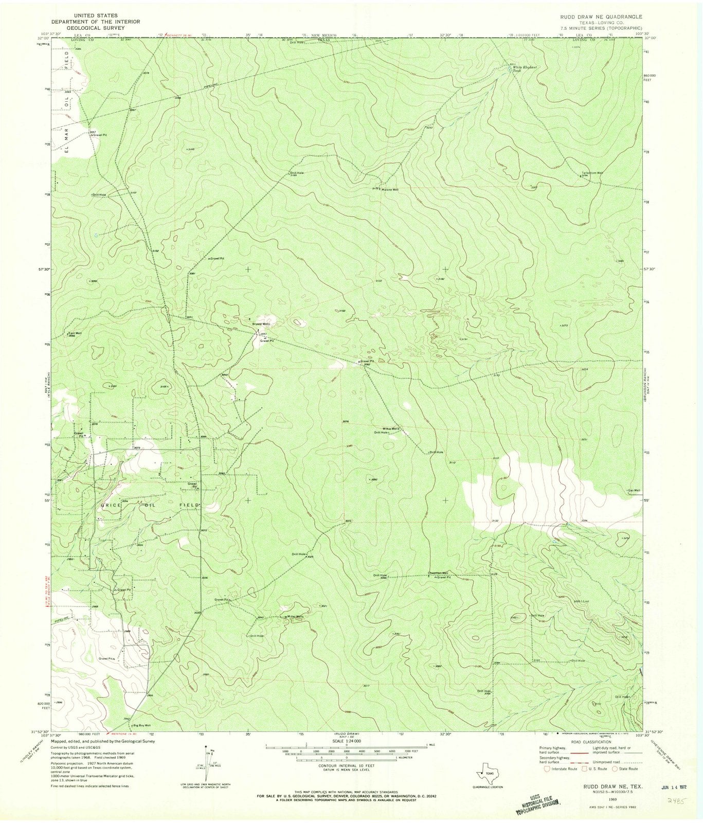 1969 Ruddraw, TX - Texas - USGS Topographic Map