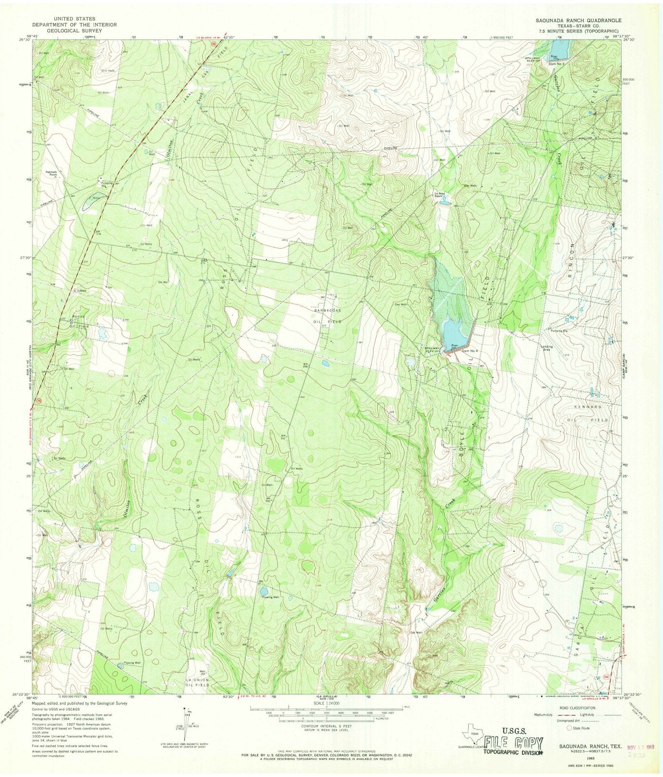 1965 Sagunada Ranch, TX - Texas - USGS Topographic Map