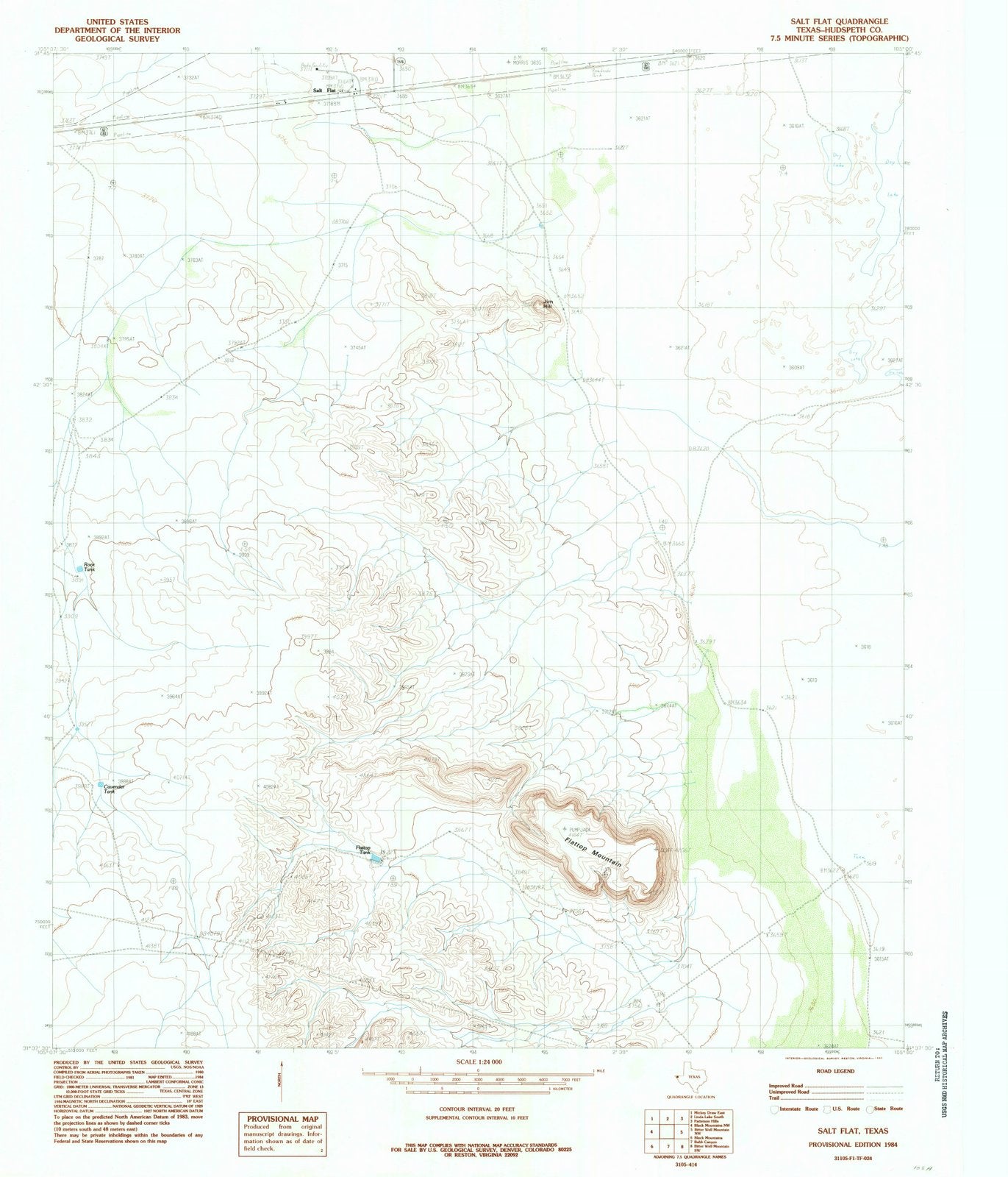 1984 Salt Flat, TX - Texas - USGS Topographic Map