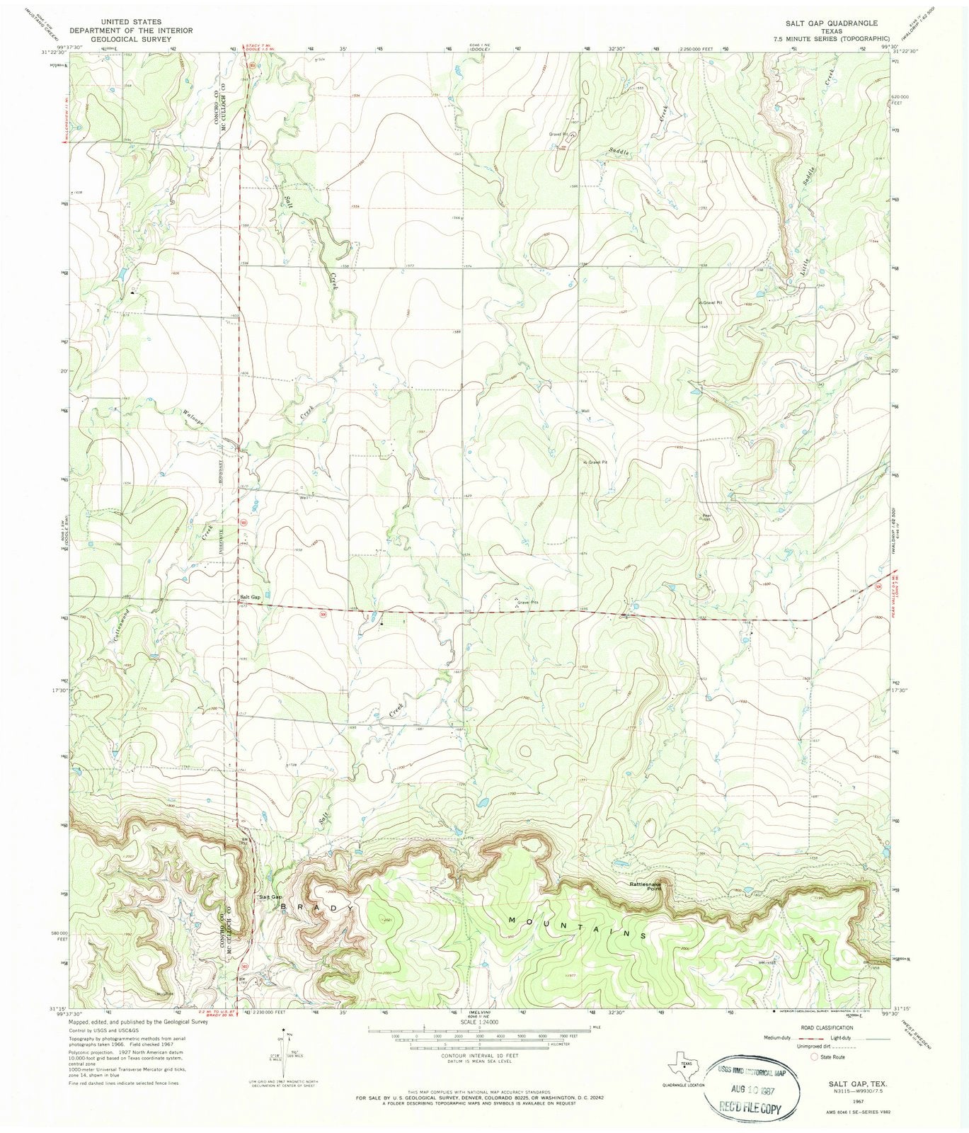 1967 Salt Gap, TX - Texas - USGS Topographic Map