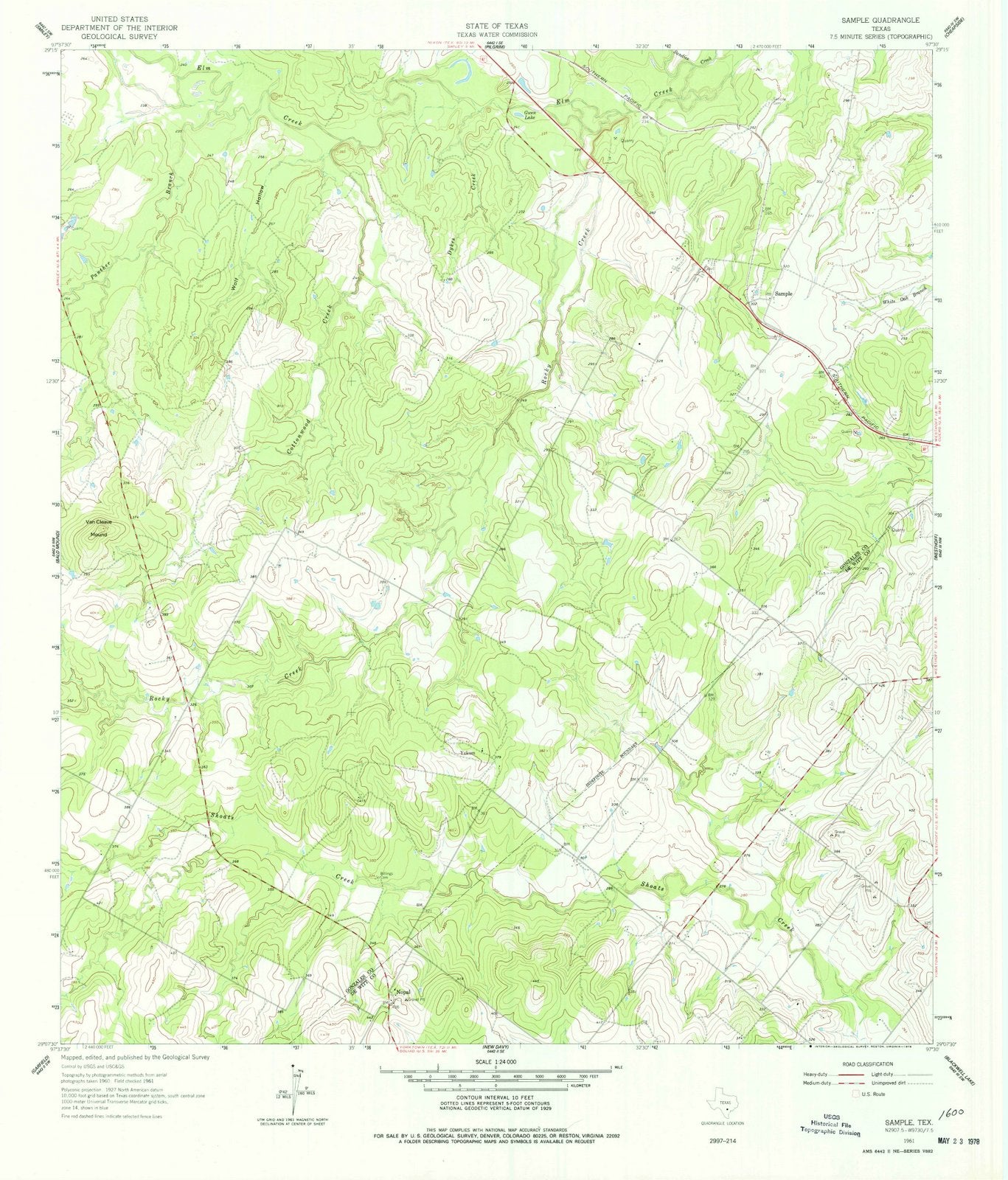 1961 Sample, TX - Texas - USGS Topographic Map