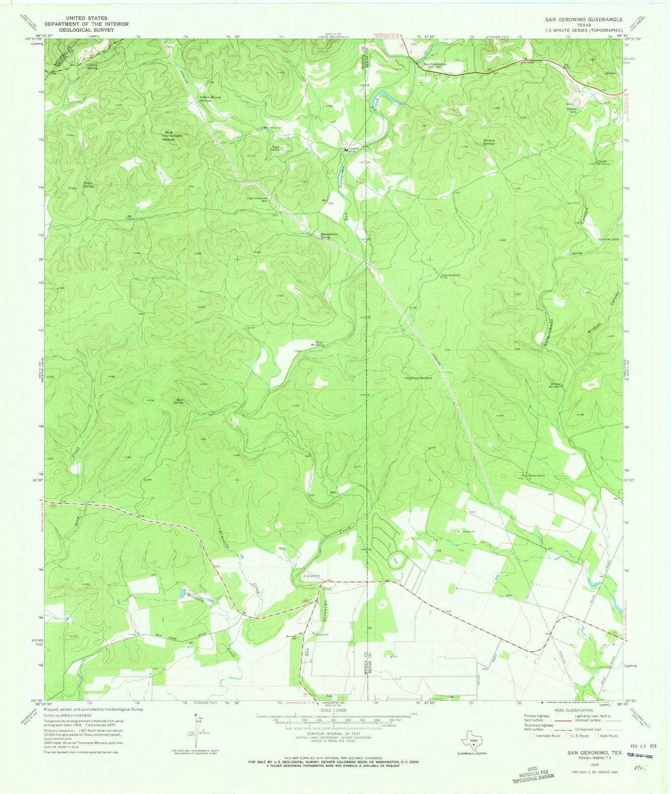 1970 San Geronimo, TX - Texas - USGS Topographic Map