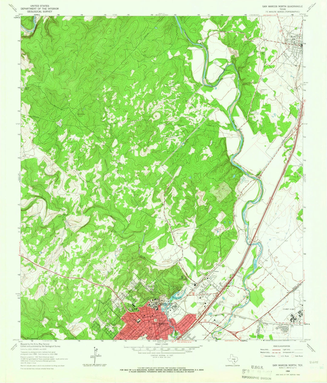 1964 San Marcos North, TX - Texas - USGS Topographic Map